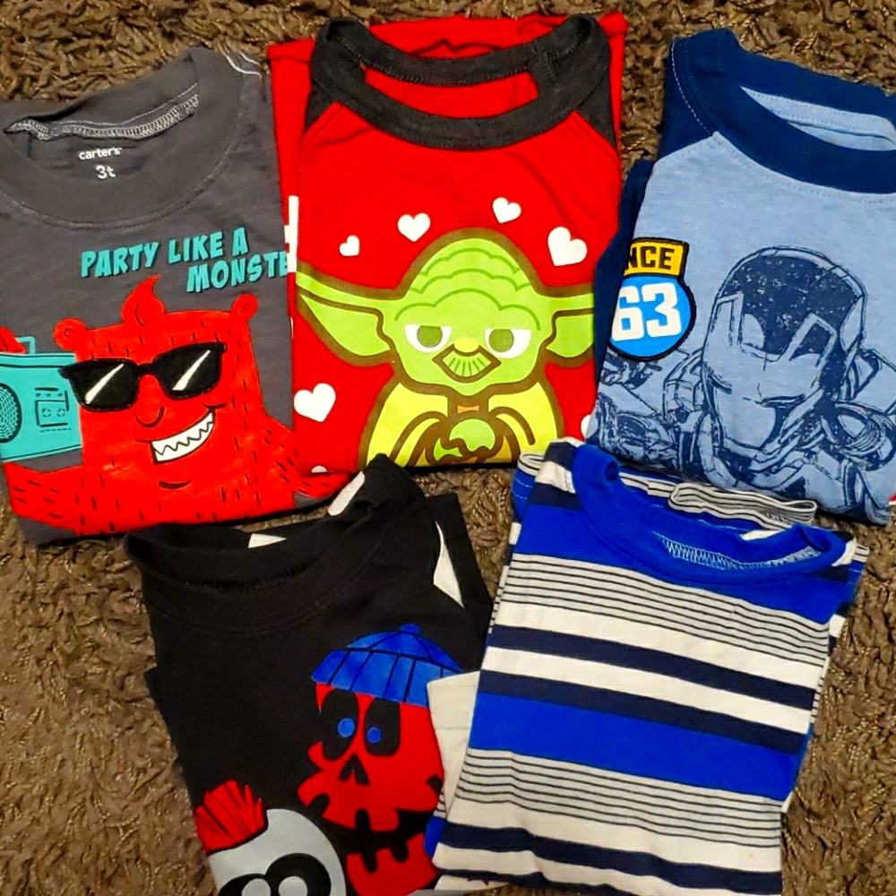 5 pack bundle assorted long sleeve shirts 3T